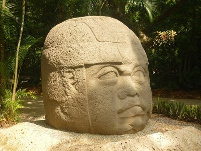 Tête colossale de la culture olmèque
